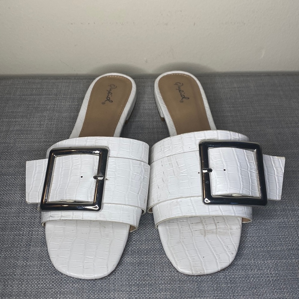 Elevated Faux-Croc Slides